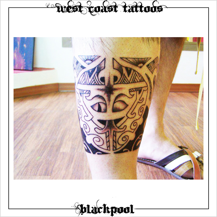 POLYNESIAN TATTOO ON LEG BY BLAN