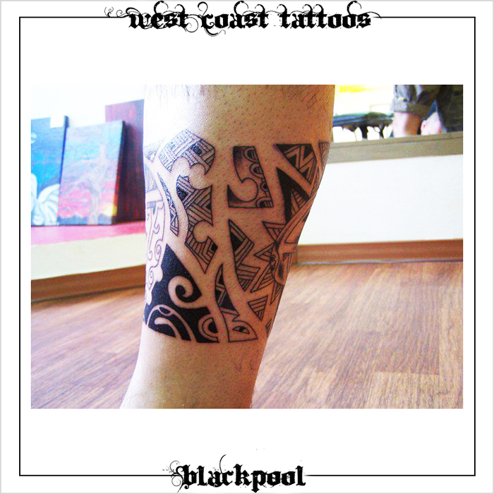 POLYNESIAN TATTOO ON LEG BY BLAN