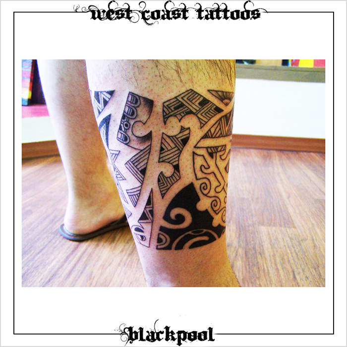 POLYNESIAN TATTOO ON LEG BY BLAN