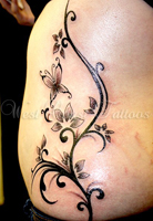 Flower and Butterfly Tattoo